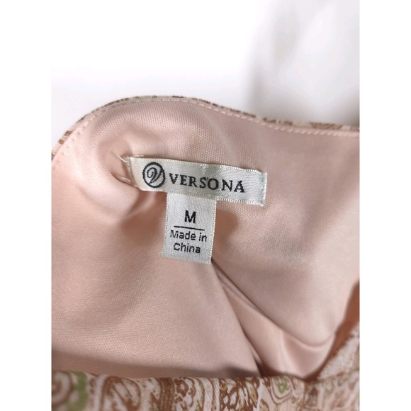 Versona Womens Paisley Midi Dress M Boho Chic Ruched Spaghetti Strap Retro‎ - Picture 8 of 14